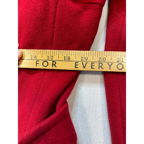 Lands' End Womens Wool Double Breasted Peacoat Long Sleeve Size 16P Red Tie Belt - Picture 9 of 11